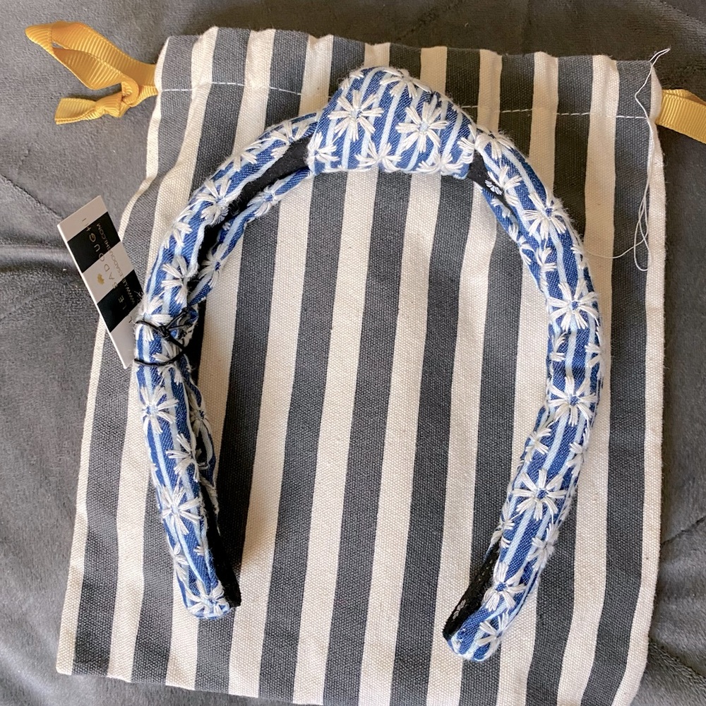 Lele Sadoughi Denim Slim Striped Daisy Headband